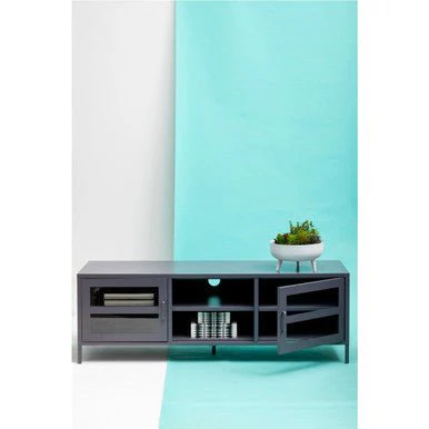 Acier Two Door Grey Metal Media Unit - Image 13