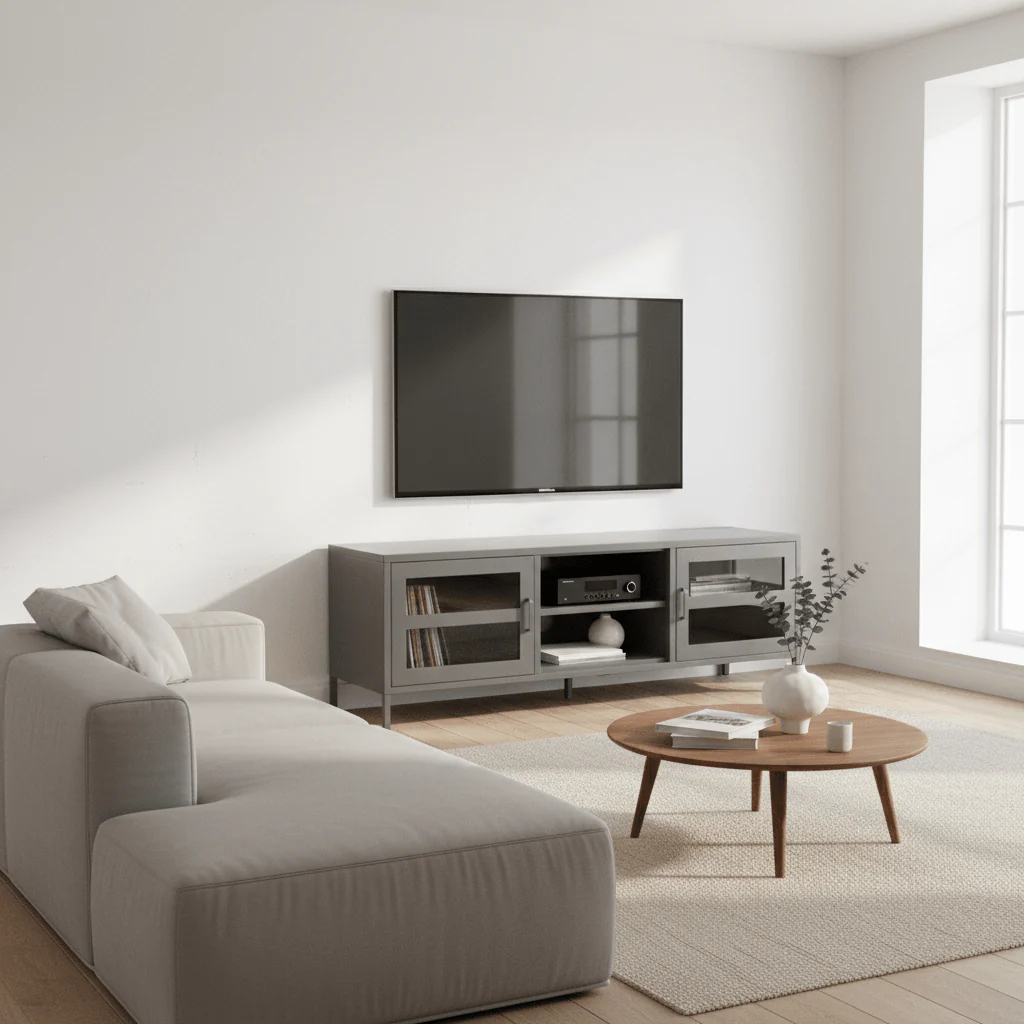 Acier Two Door Grey Metal Media Unit - Image 4