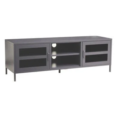 Acier Two Door Grey Metal Media Unit - Image 5