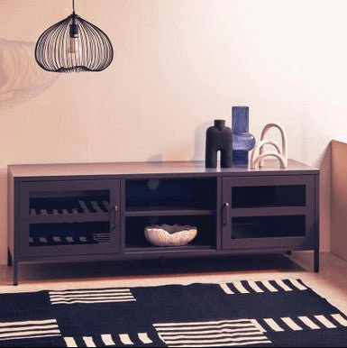 Acier Two Door Grey Metal Media Unit - Image 6