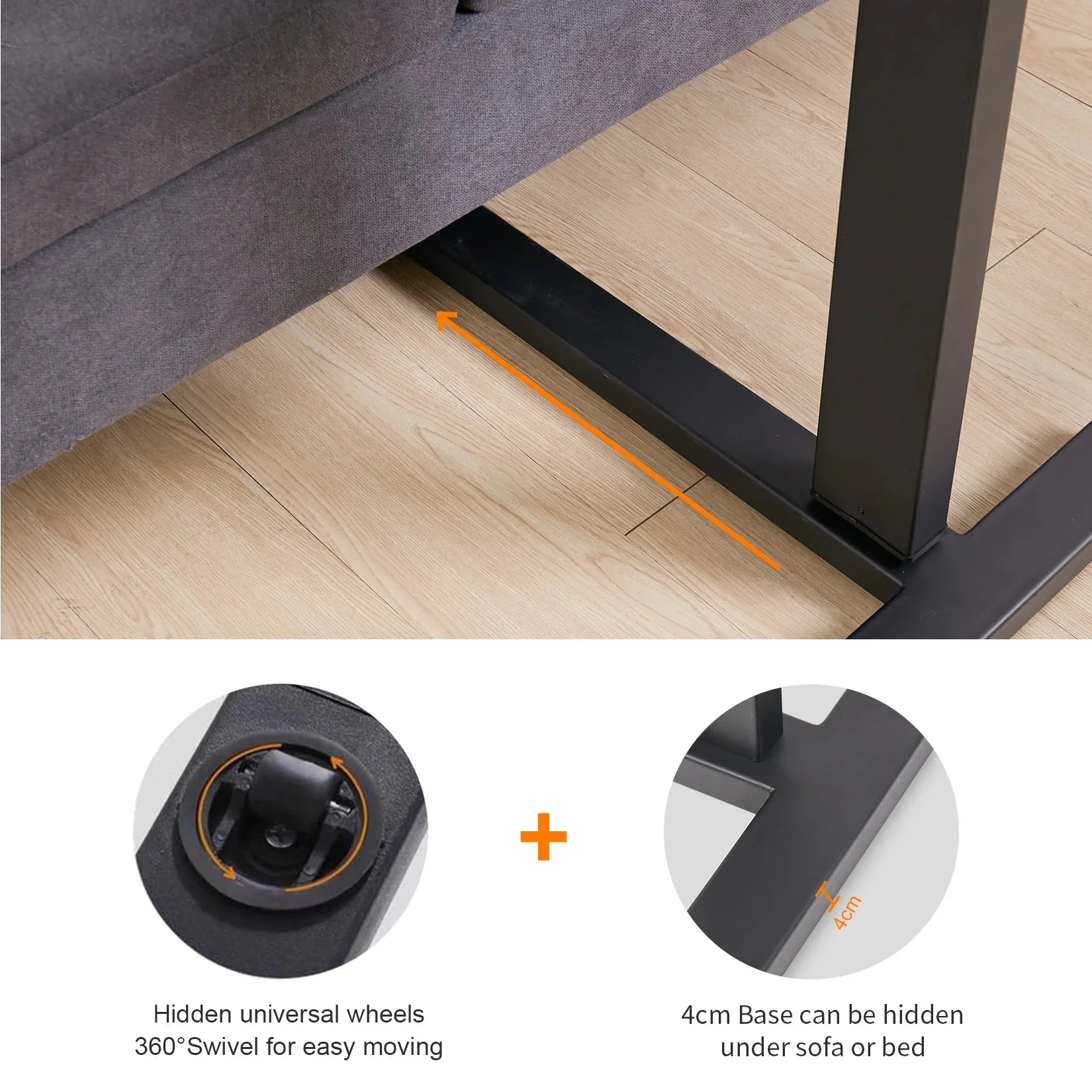 Adjustable Rolling Cart Overbed Bedside Table Laptop Desk Medical Home Bed Food Tray Hospital Bed End Table - Image 8