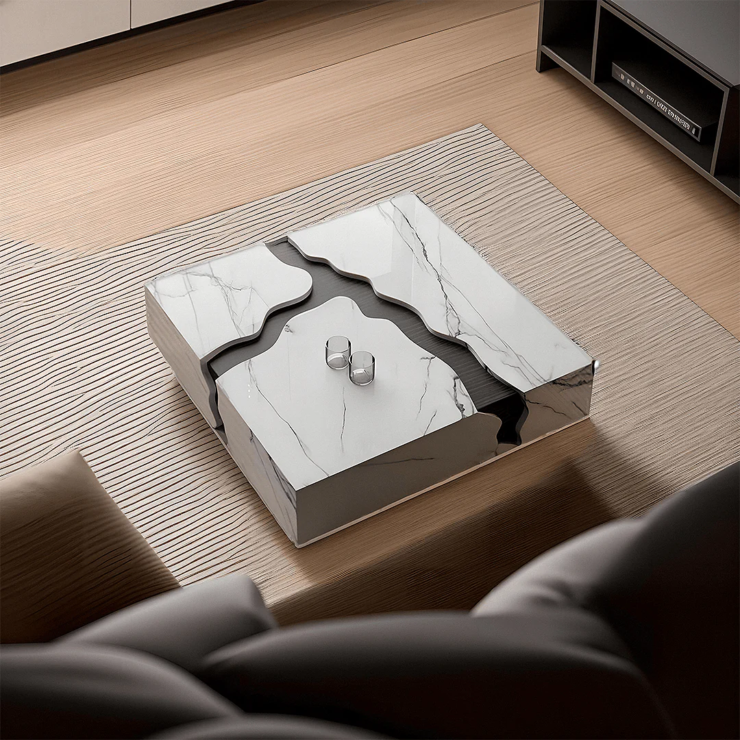 Aesop Low Coffee Table, Square Marble - Image 6