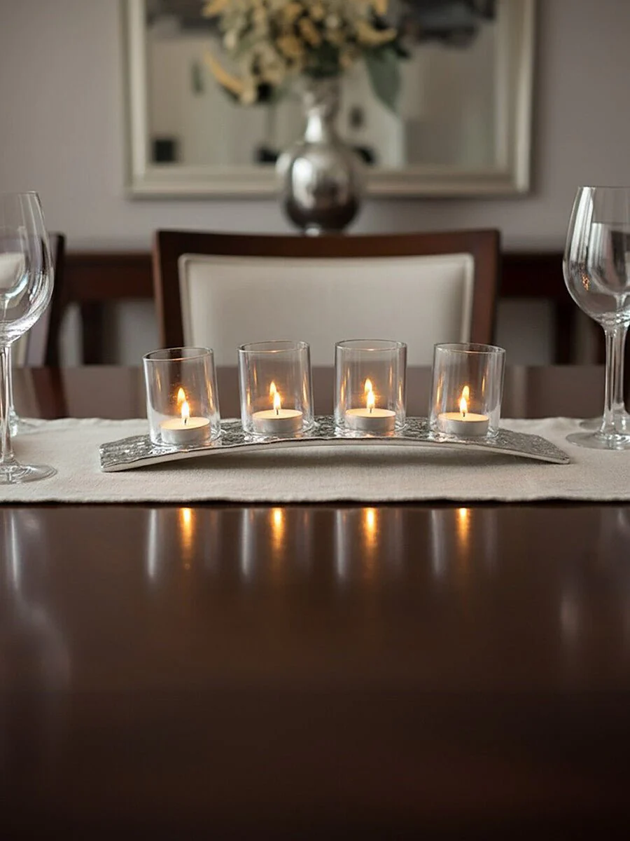 Akola Curved 4 Tealight Holder in Silver - Image 13