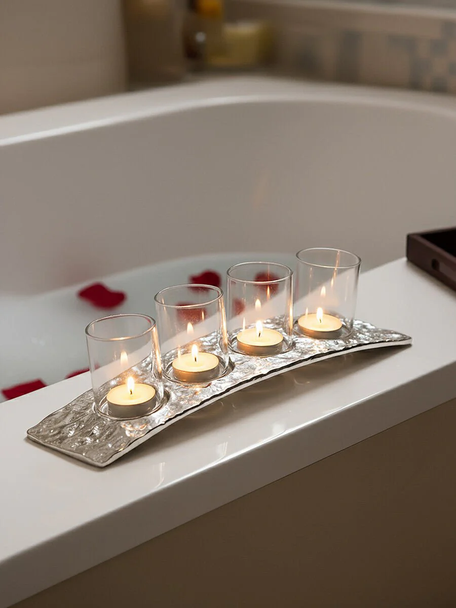Akola Curved 4 Tealight Holder in Silver - Image 15