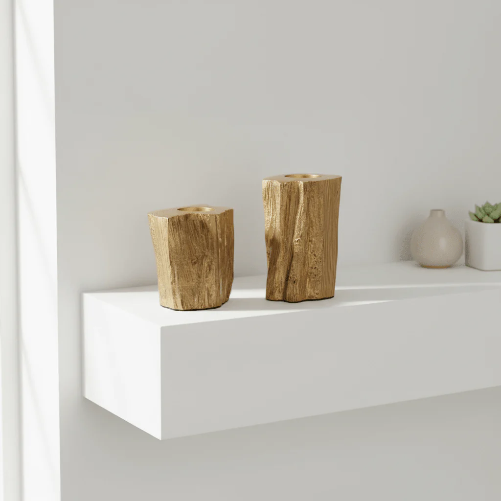 Akola Set Of Two Gold Tealight Holders - Image 3