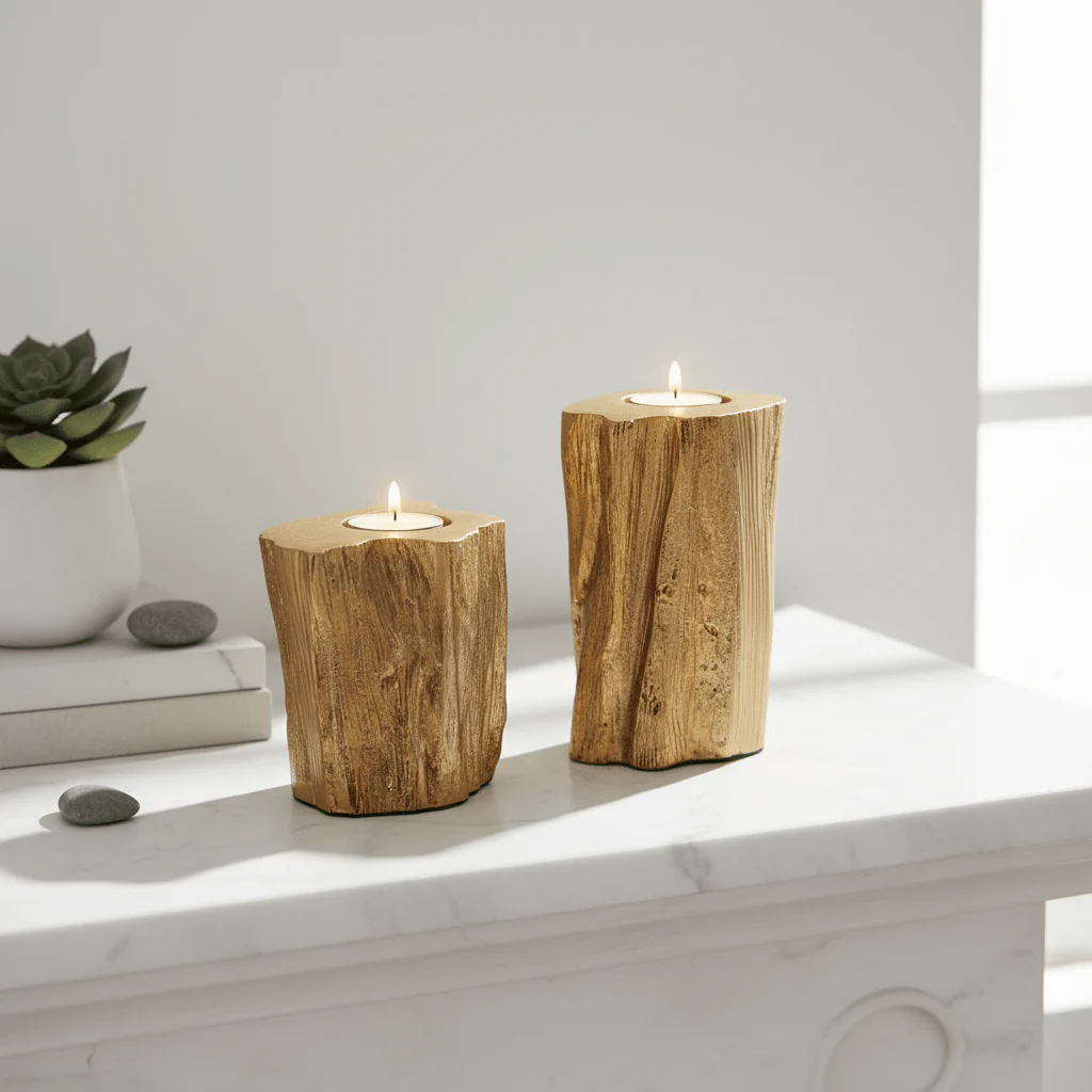 Akola Set Of Two Gold Tealight Holders - Image 4