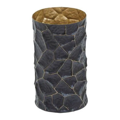 Akola Small Metal Vase In Black And Gold - Image 5