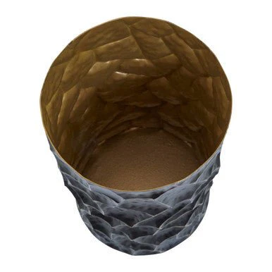 Akola Small Metal Vase In Black And Gold - Image 6