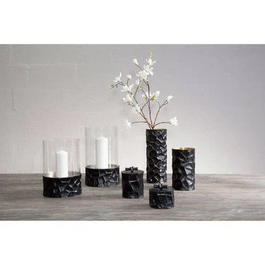 Akola Small Metal Vase In Black And Gold - Image 8