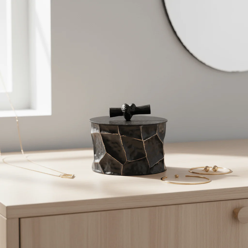 Akola Small Trinket Box In Black And Gold - Image 3