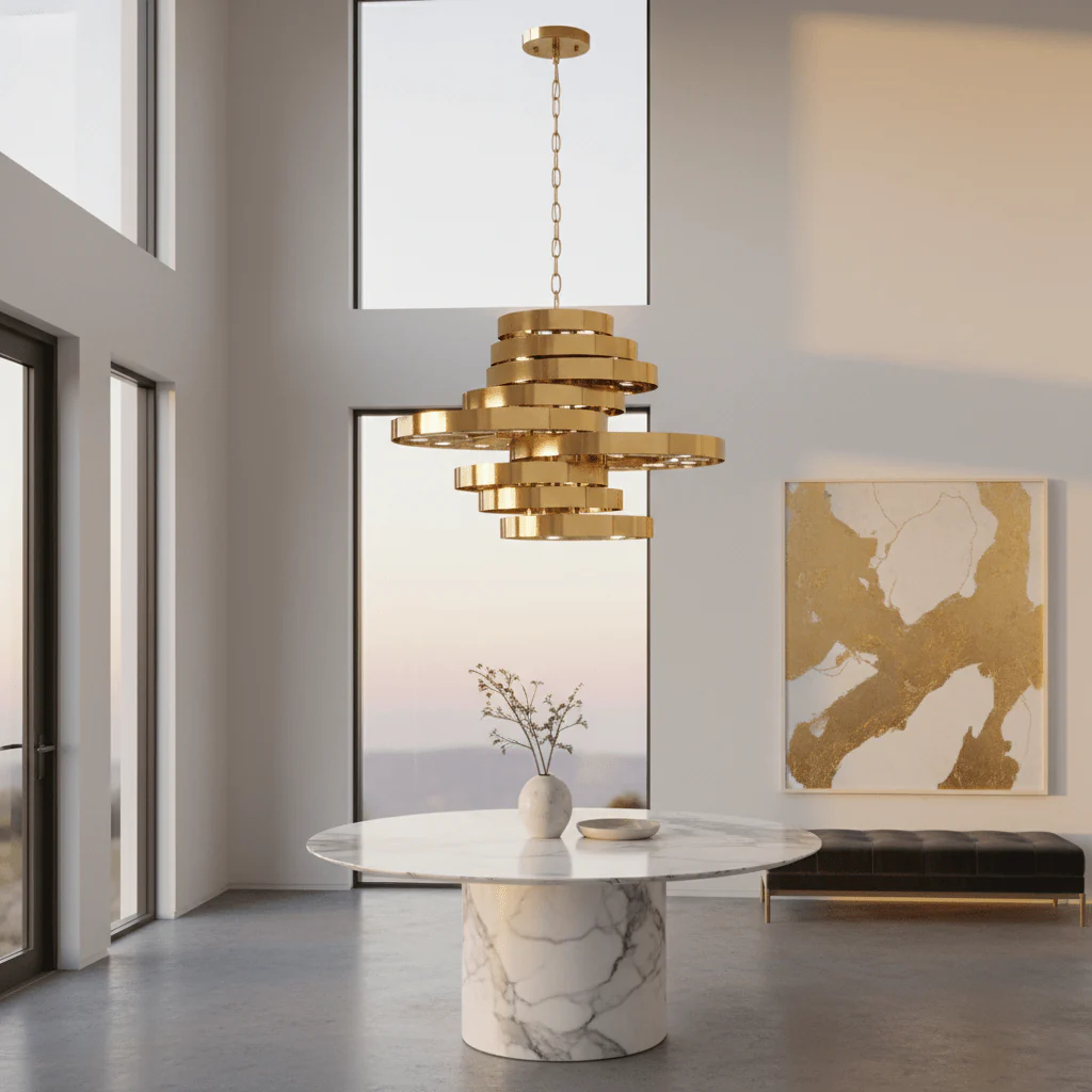 Alana 5 Bulb Gold Finish Pendant Lamp - Image 3