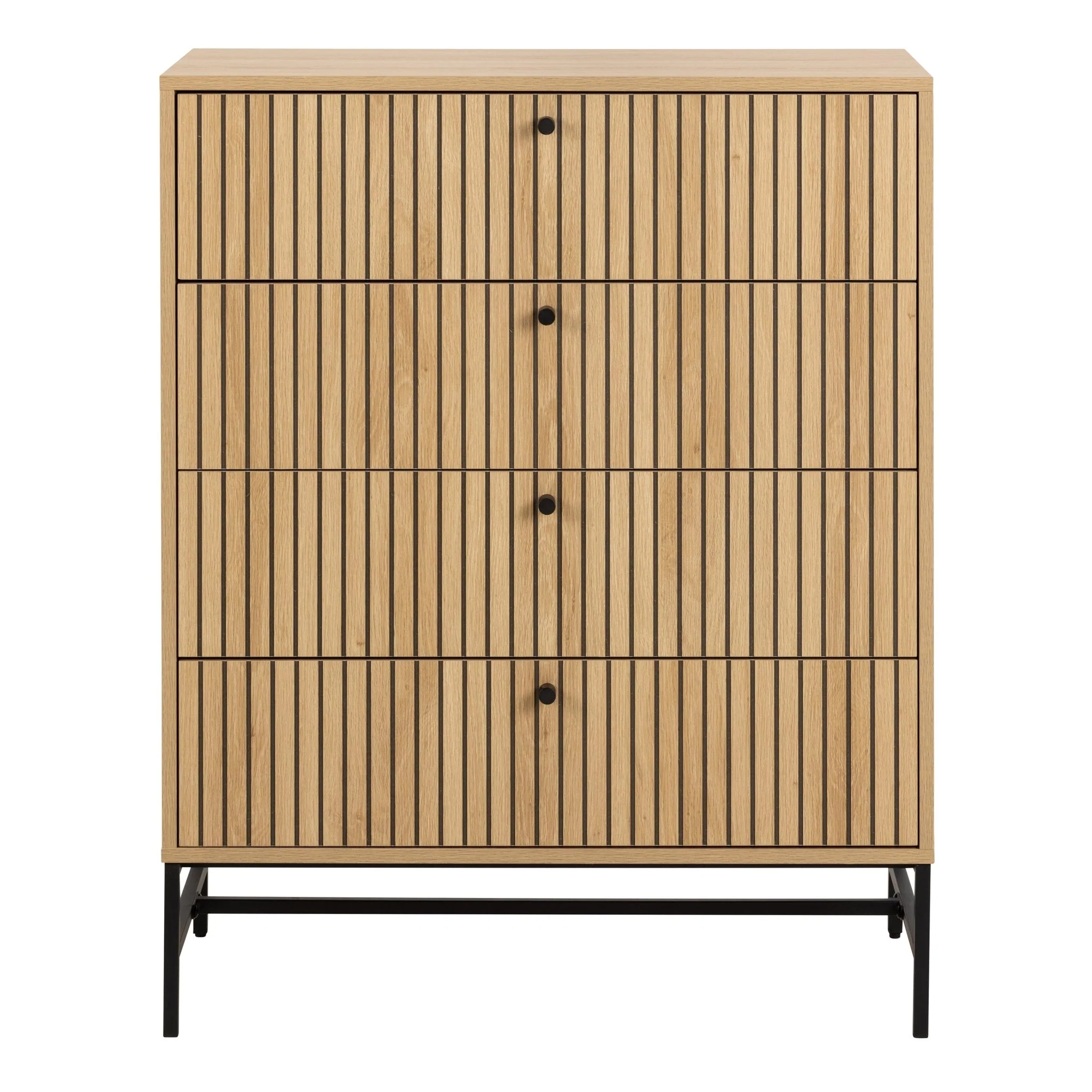 Albany Chest of 4 Drawers in Oak/Black Legs - Image 2