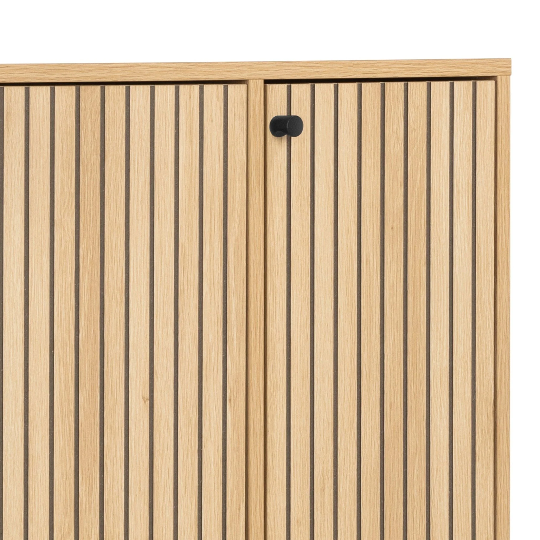 Albany Shoe Cabinet 3 Flip Down Doors 1 Pull Open Door in Oak/Black Legs - Image 10