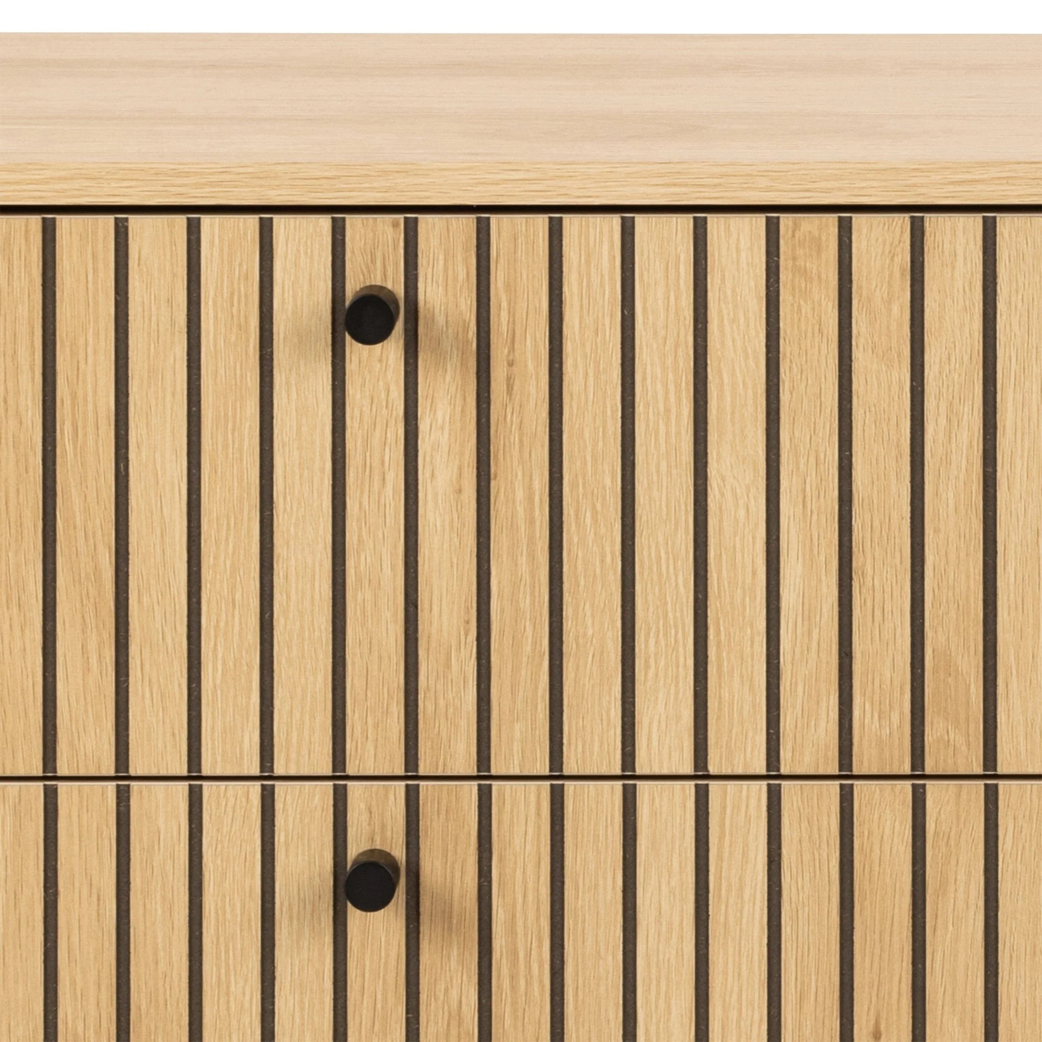Albany Wide Chest of 6 Drawers in Oak/Black Legs - Image 6