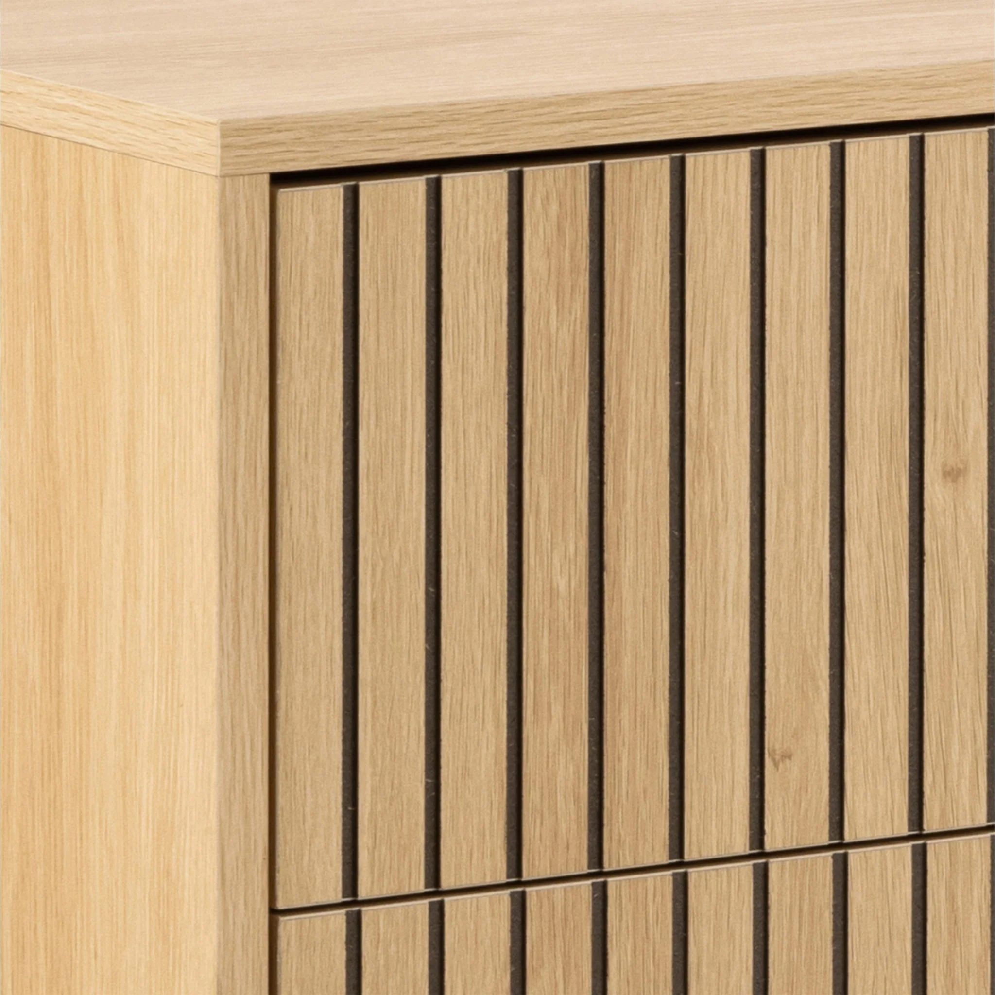Albany Wide Chest of 6 Drawers in Oak/Black Legs - Image 7