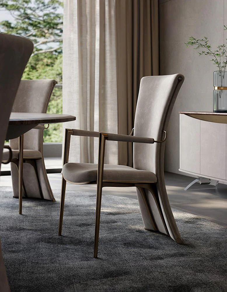 Albrecht High Back Dining Chair, All Real Leather - Image 2