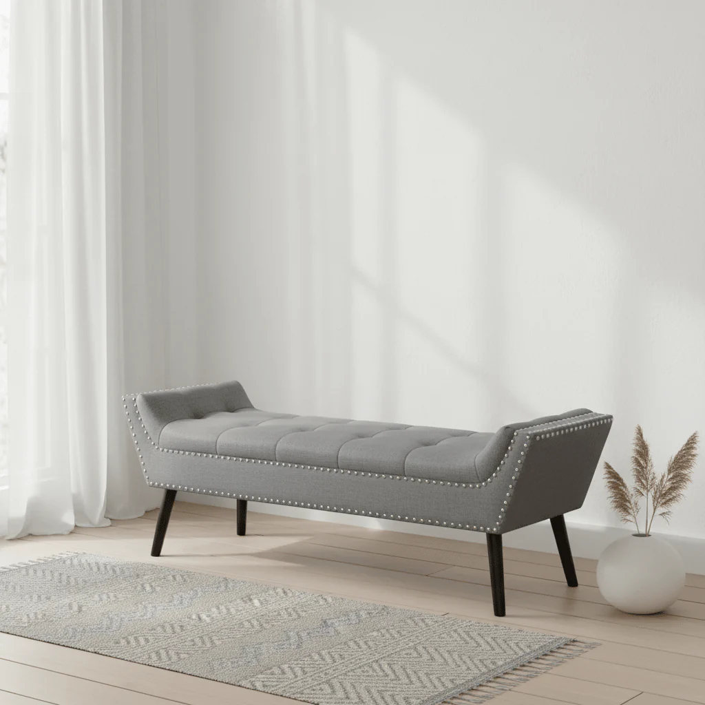 Alea Grey Fabric Bench - Image 3
