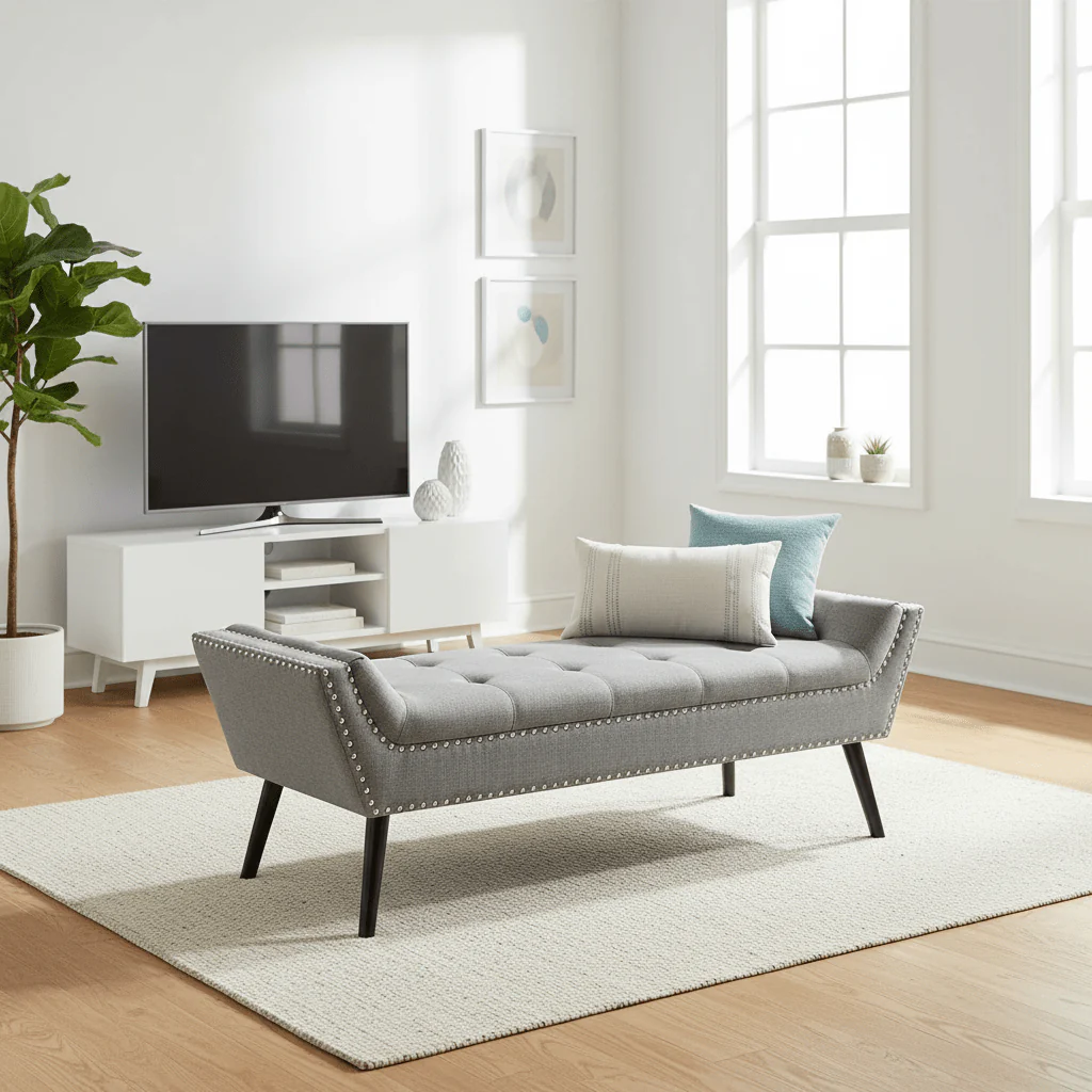Alea Grey Fabric Bench - Image 4