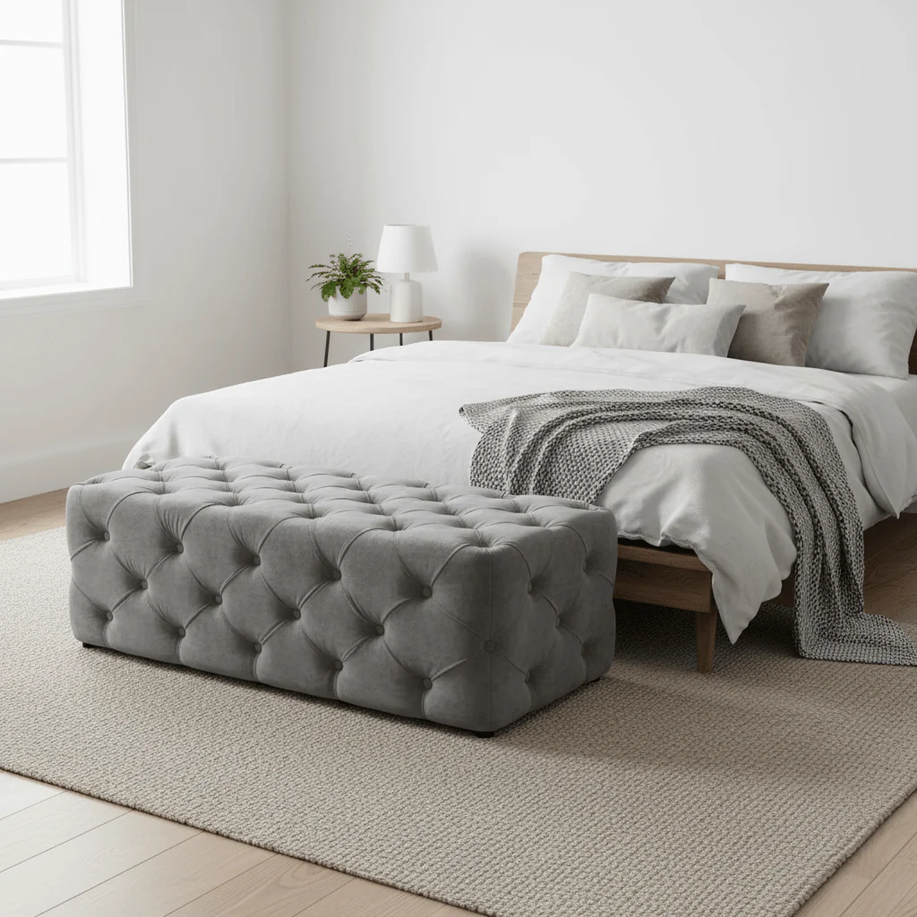 Alea Grey Velvet Bench - Image 3