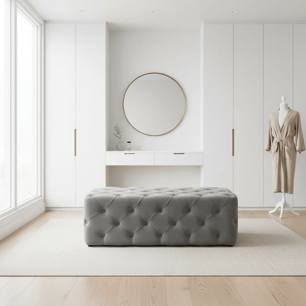 Alea Grey Velvet Bench - Image 4