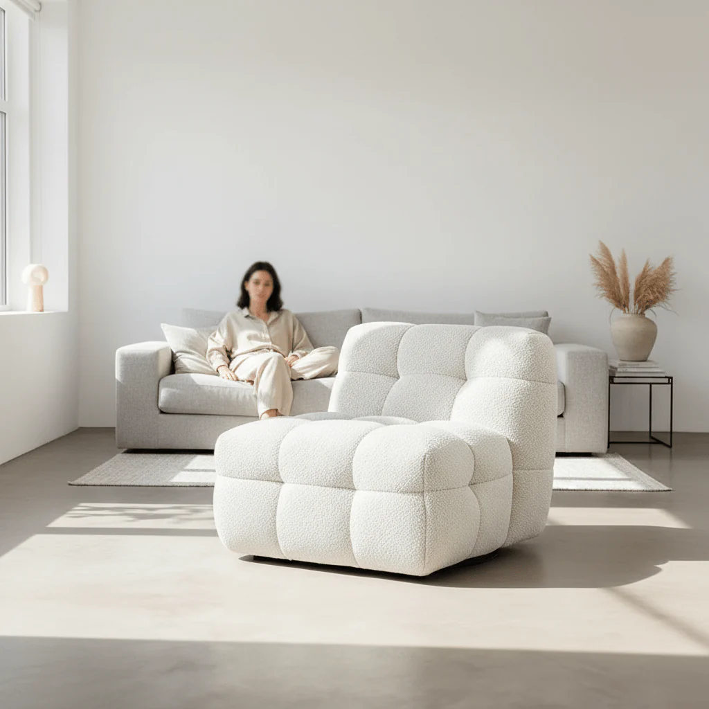 Aletheia Accent Armchair, Lounge Chair, White Boucle - Image 2
