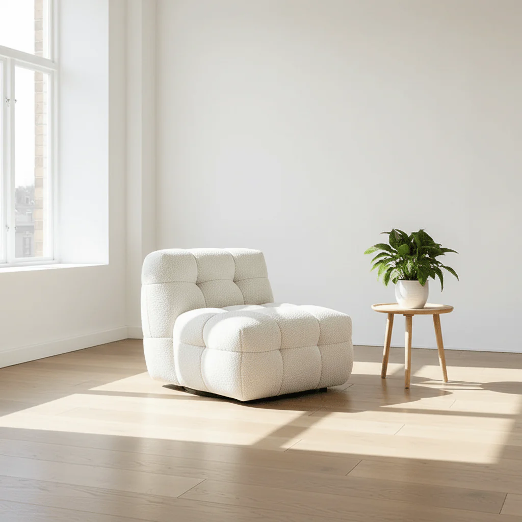 Aletheia Accent Armchair, Lounge Chair, White Boucle - Image 3