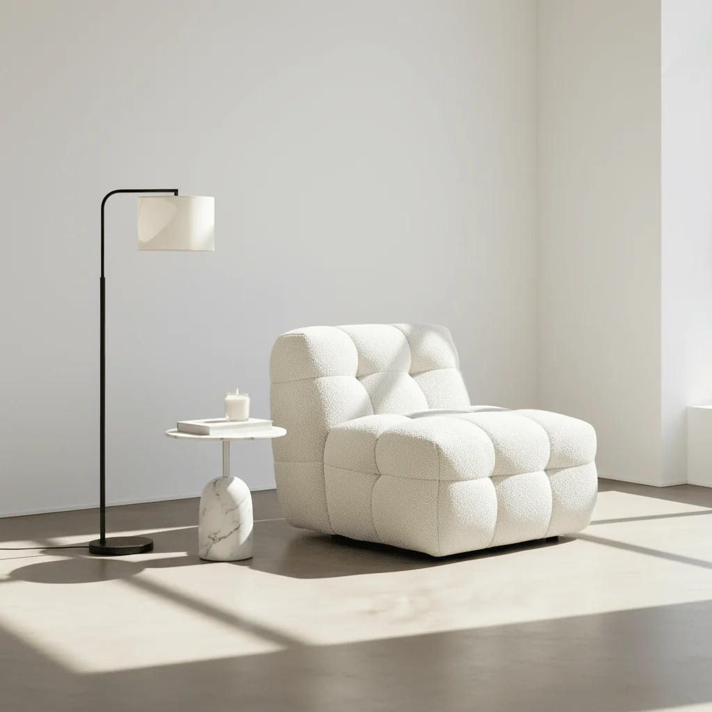 Aletheia Accent Armchair, Lounge Chair, White Boucle - Image 4