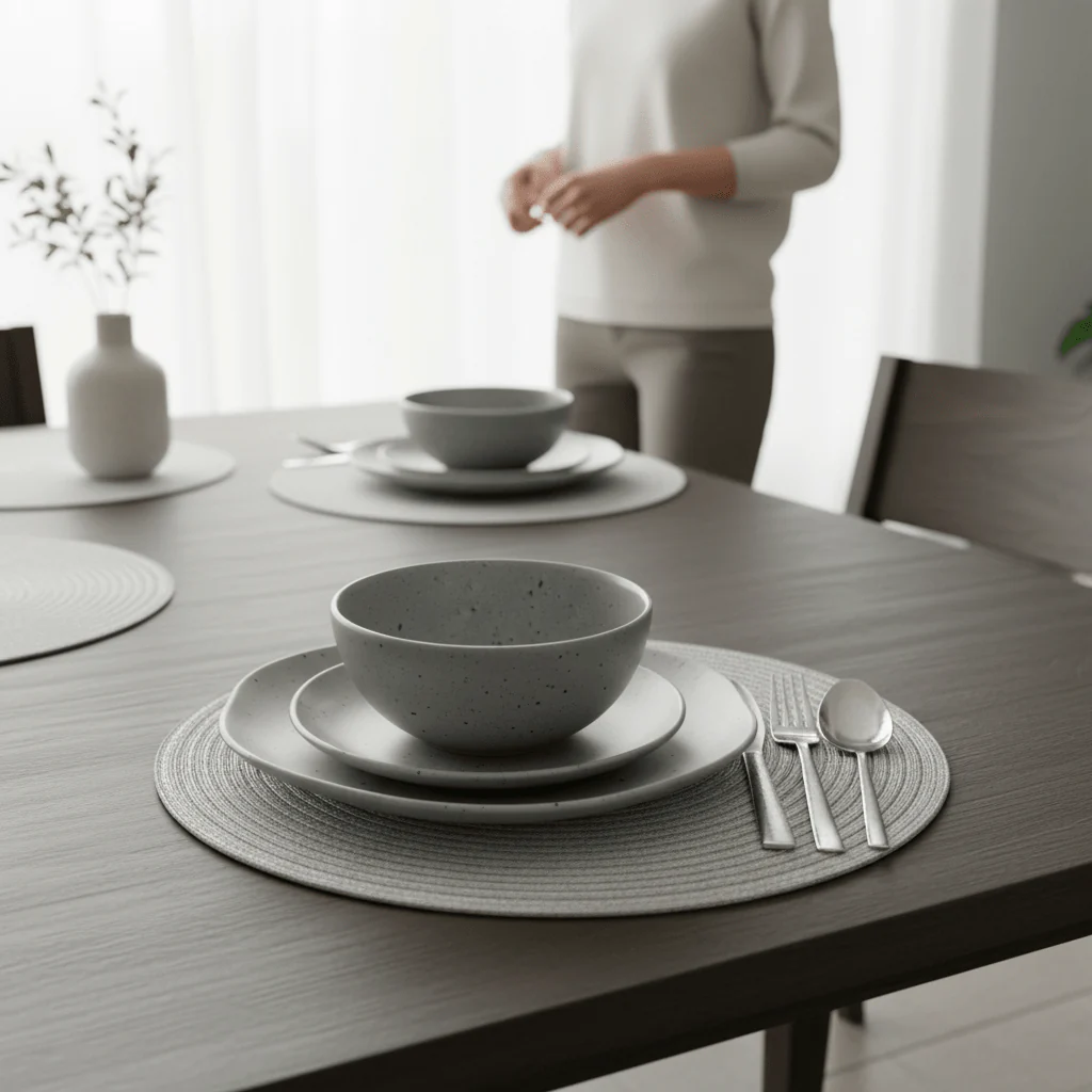 Alice Round Silver Thread Woven Placemat - Image 2