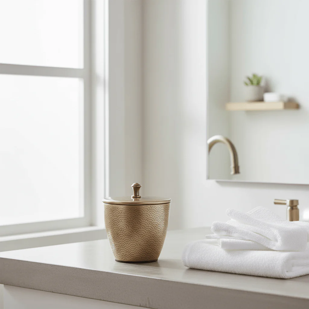 Allegra Aluminium Gold Finish 300ml Bathroom Jar - Image 3