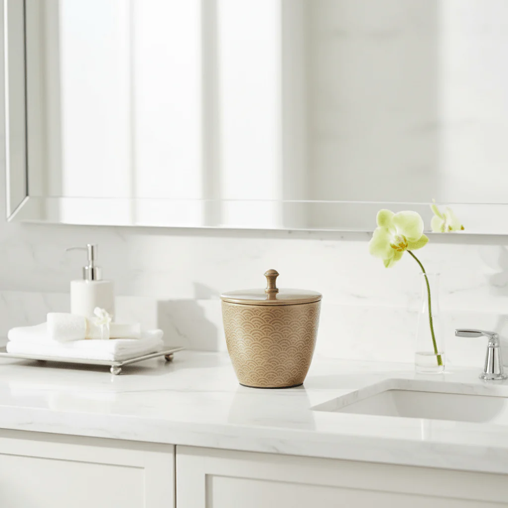 Allegra Aluminium Gold Finish 300ml Bathroom Jar - Image 4