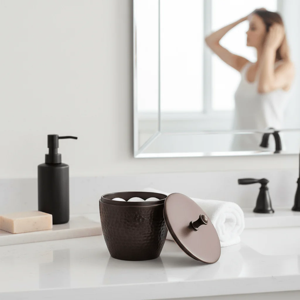Allegra Bronze Finish Metallic Bathroom Jar - Image 2
