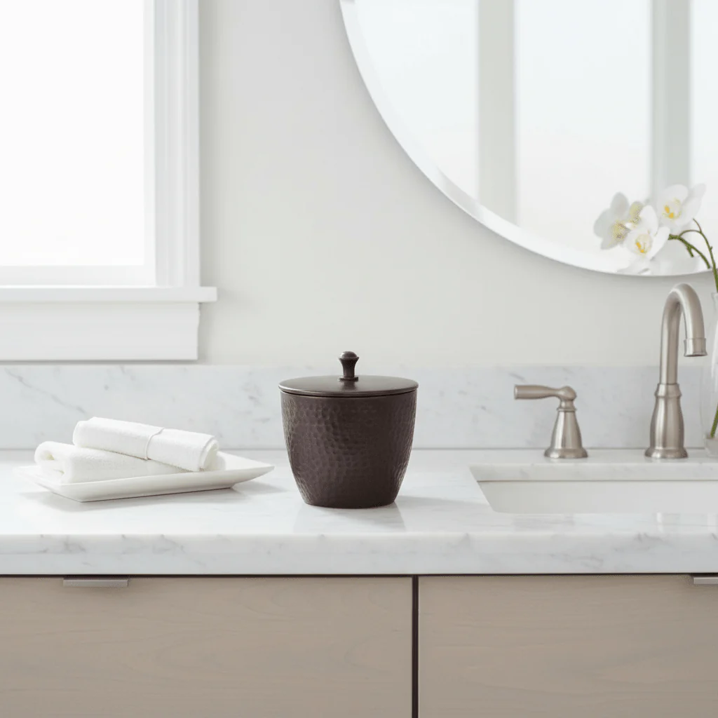 Allegra Bronze Finish Metallic Bathroom Jar - Image 4