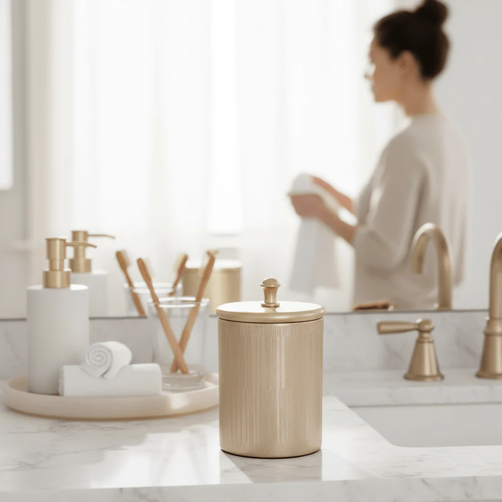 Allegra Champagne Finish Bathroom Jar - Image 2