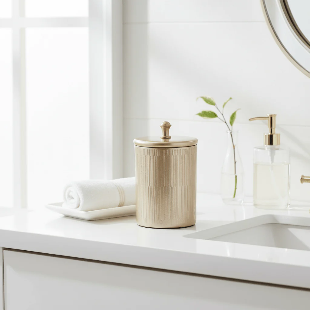 Allegra Champagne Finish Bathroom Jar - Image 4