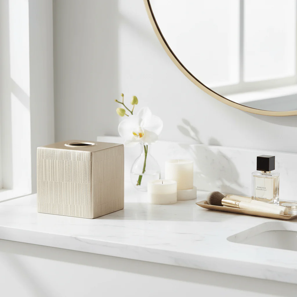 Allegra Champagne Finish Tissue Box - Image 4