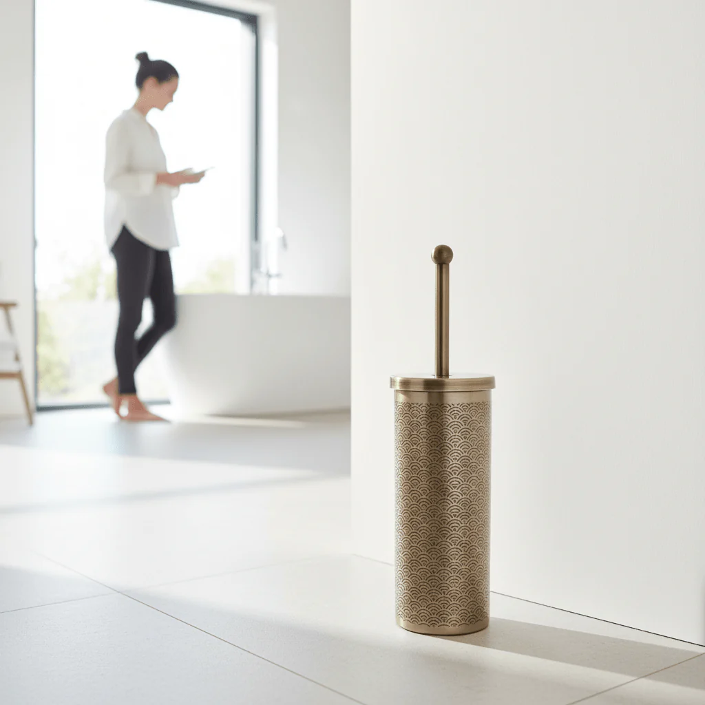 Allegra Etched Metallic Toilet Brush - Image 2