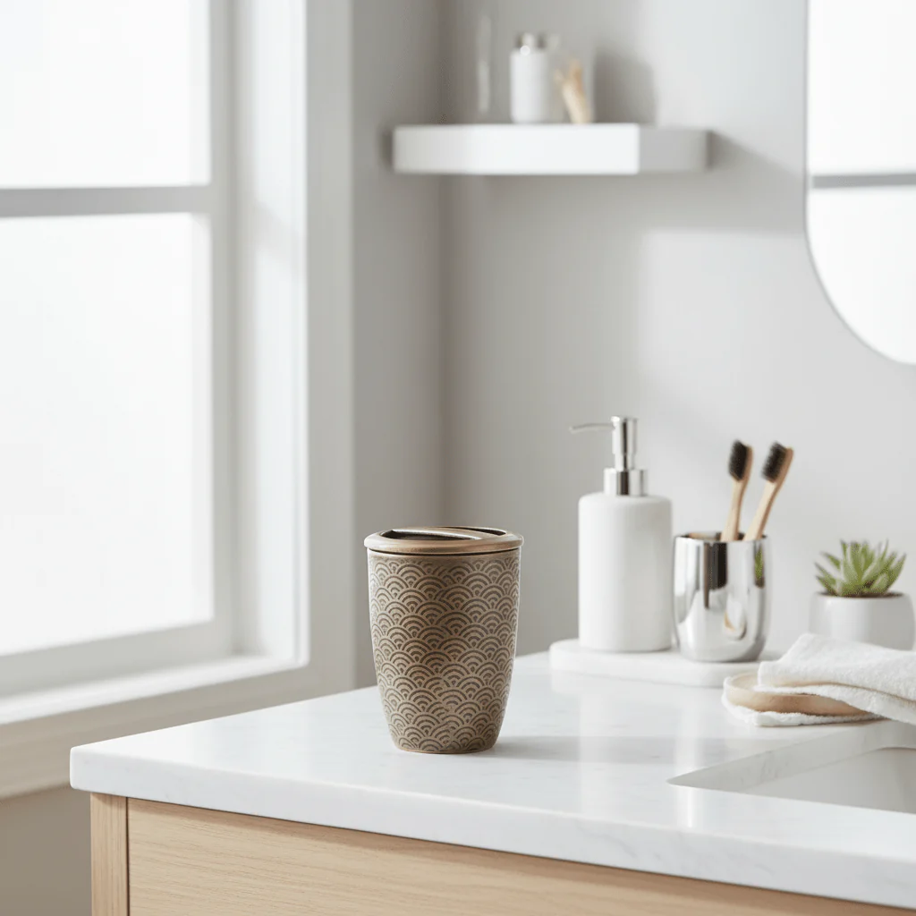 Allegra Etched Metallic Toothbrush Holder - Image 3