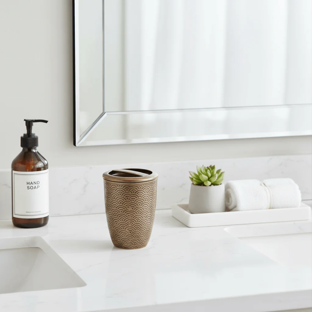 Allegra Etched Metallic Toothbrush Holder - Image 4