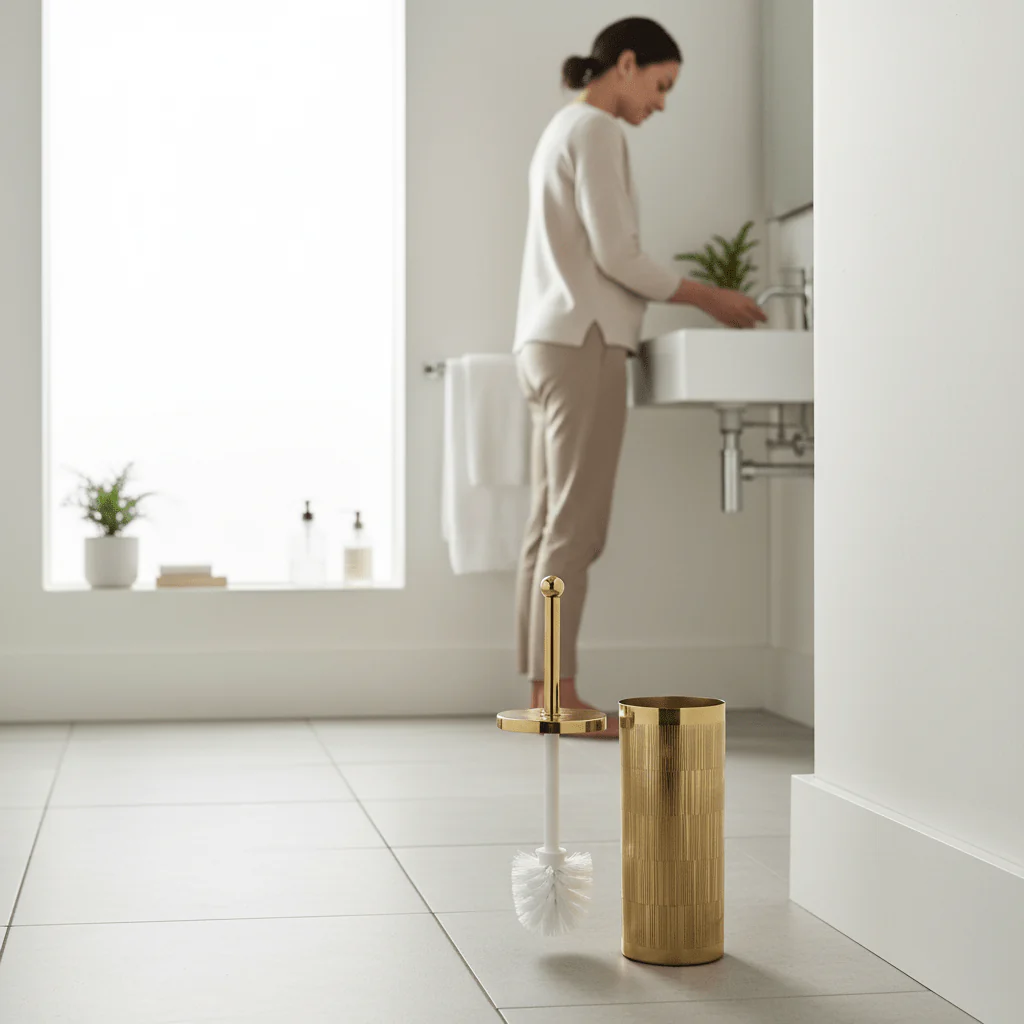 Allegra Gold Finish Aluminium Toilet Brush - Image 2