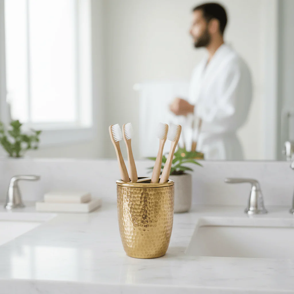Allegra Hammered Effect Toothbrush Holder - Image 2
