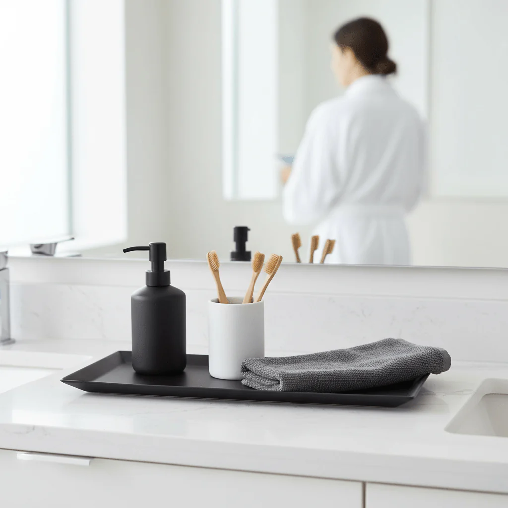 Allegra Kiara Black Bathroom Tray - Image 2