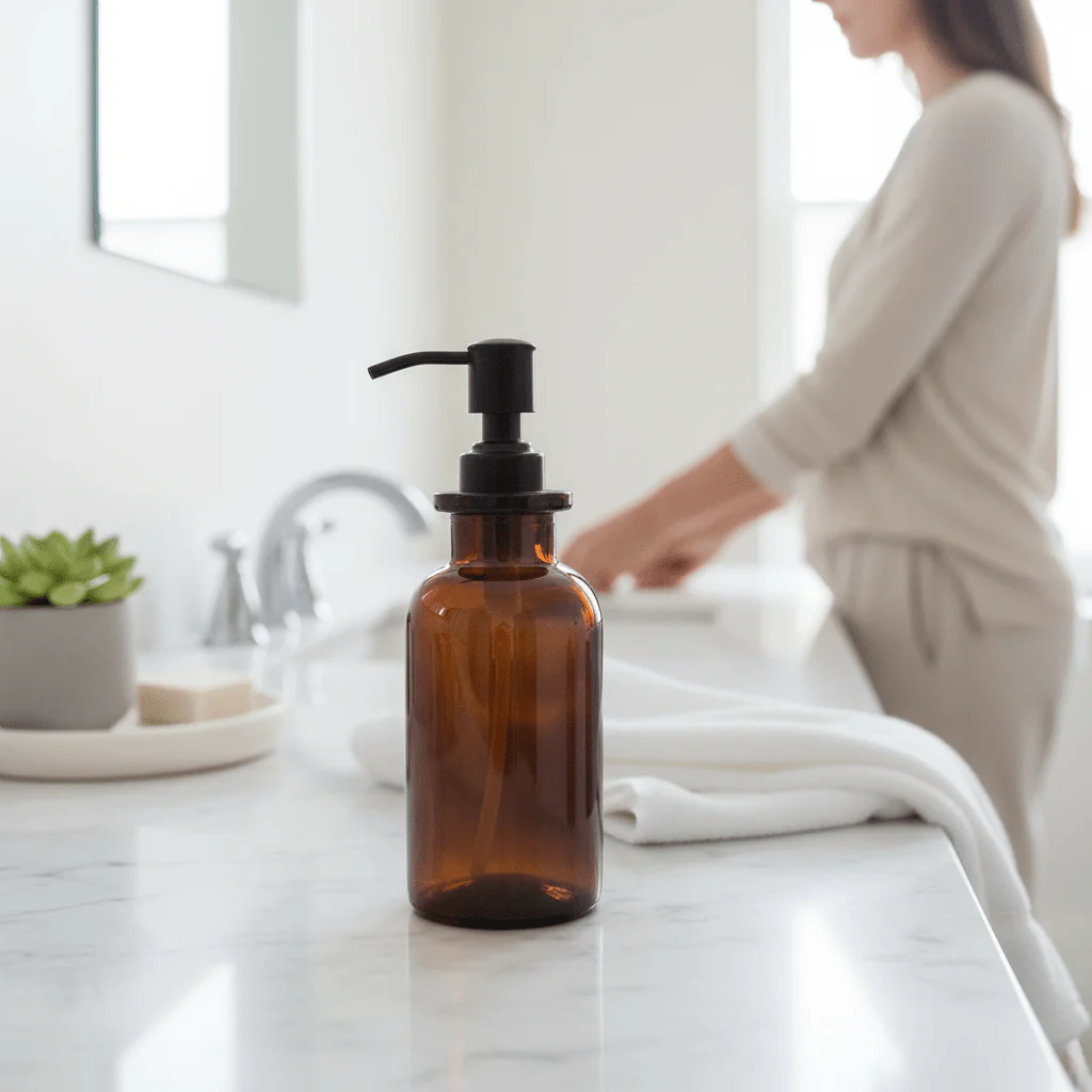 Allegra Kiara Brown Glass Soap Dispenser - Image 2