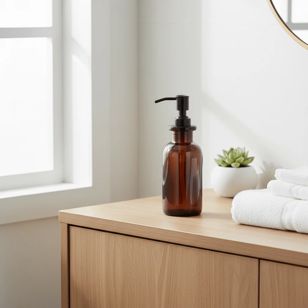 Allegra Kiara Brown Glass Soap Dispenser - Image 3