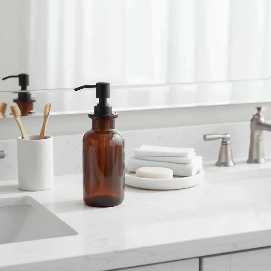 Allegra Kiara Brown Glass Soap Dispenser - Image 4