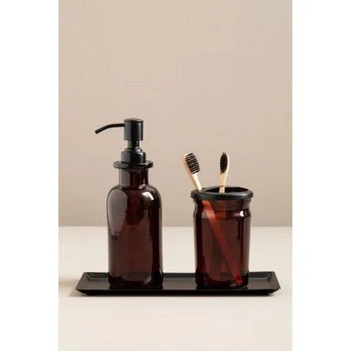 Allegra Kiara Brown Glass Toothbrush Holder - Image 9