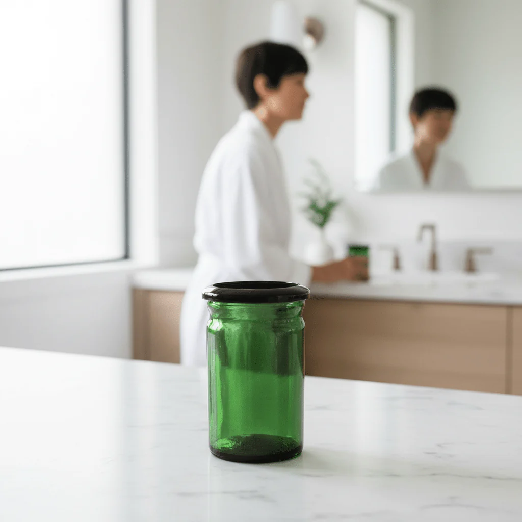 Allegra Kiara Green Glass Bathroom Glass Tumbler - Image 2