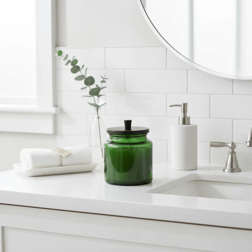 Allegra Kiara Green Glass Bathroom Jar - Image 4