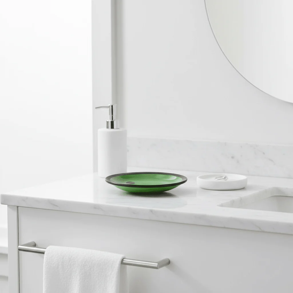Allegra Kiara Green Glass Soap Dish - Image 4