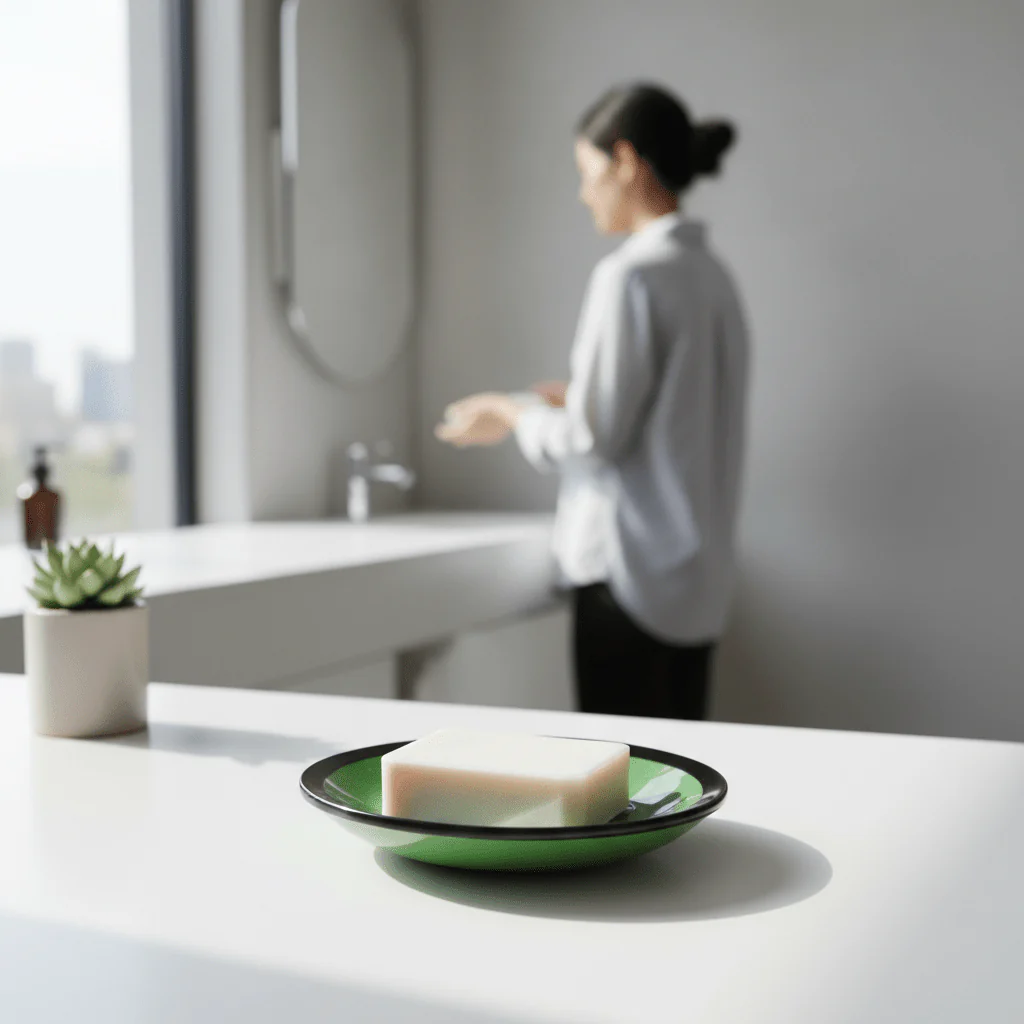 Allegra Kiara Green Glass Soap Dish - Image 6