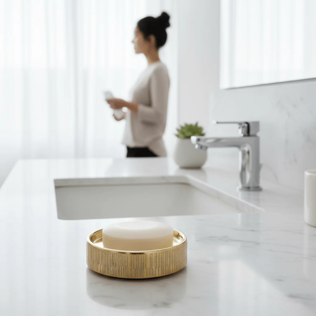 Allegra Line Effect Gold Soap Dish - Image 6